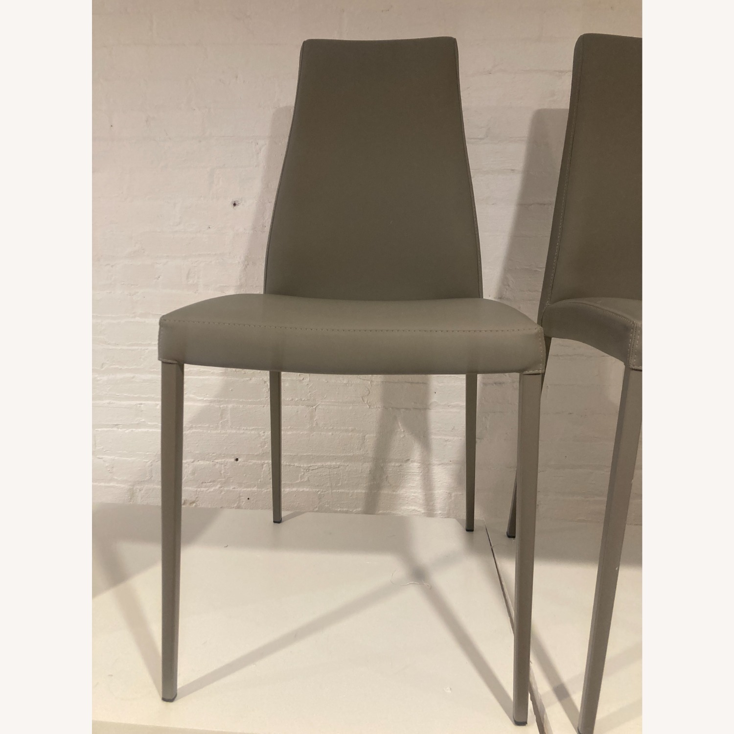 Calligaris Aida Light Gray Leather Dining Chairs - image-4