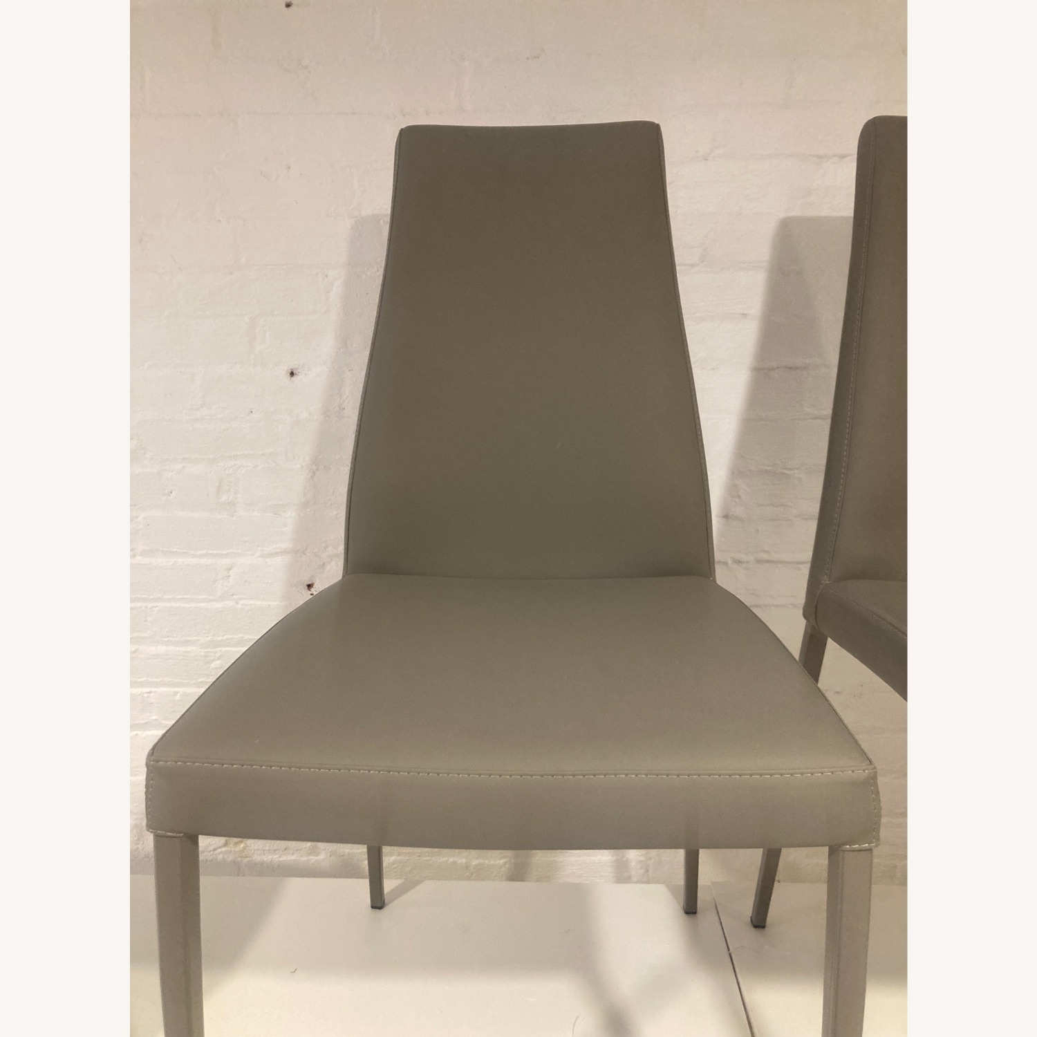 Calligaris Aida Light Gray Leather Dining Chairs - image-3