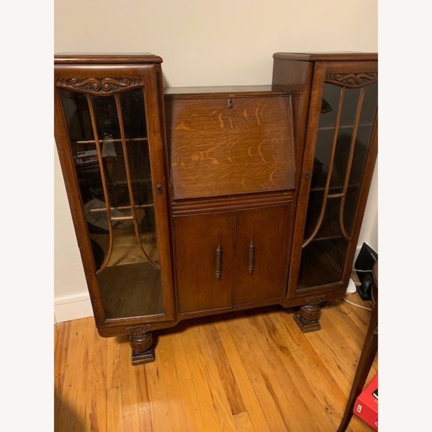 Vintage Bookcase with Drop Down Desk - image-1
