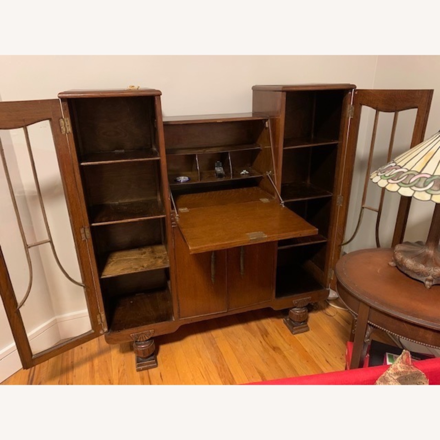 Vintage Bookcase with Drop Down Desk - image-2