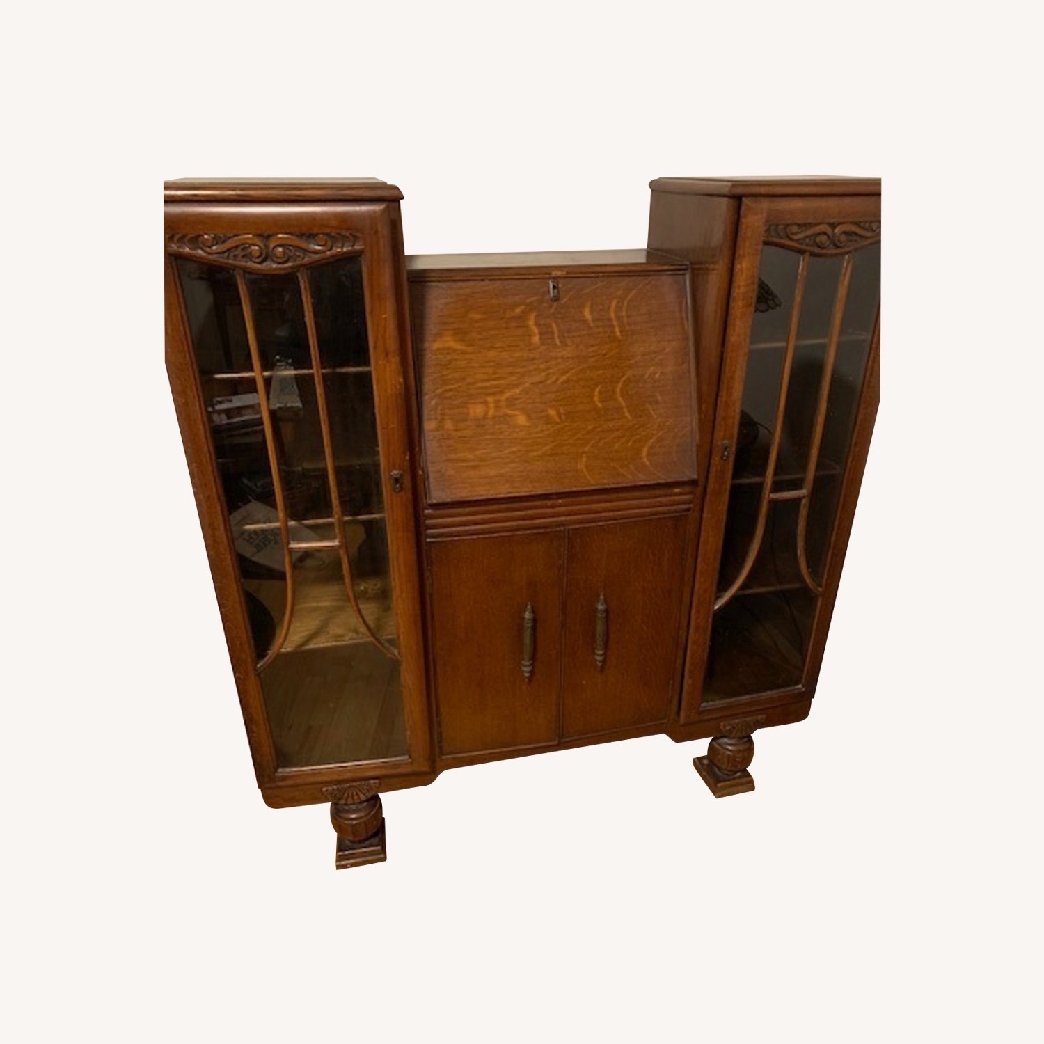 Vintage Bookcase with Drop Down Desk - image-4