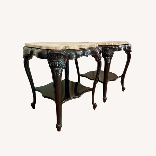Used Pair of Louis XV Style Marble Top Side Tables for sale on AptDeco