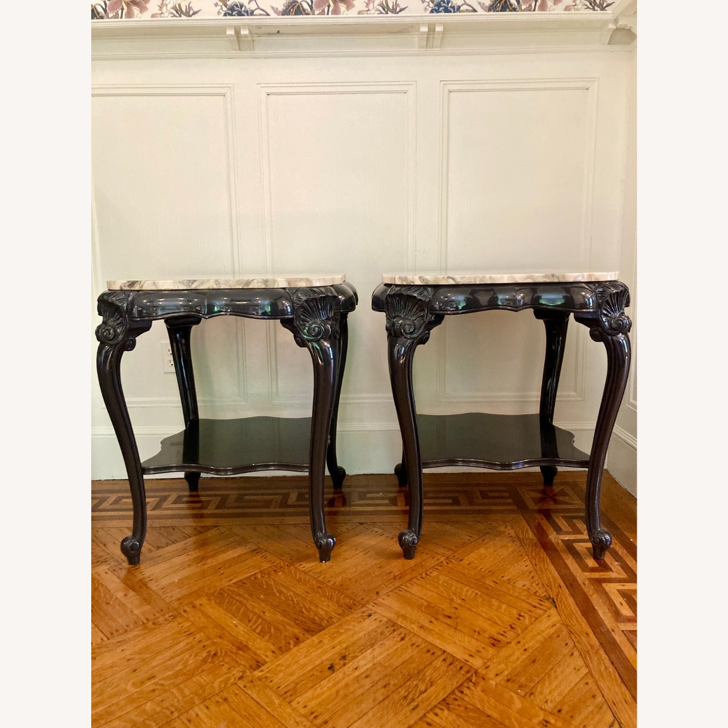 Pair of Louis XV Style Marble Top Side Tables - image-2