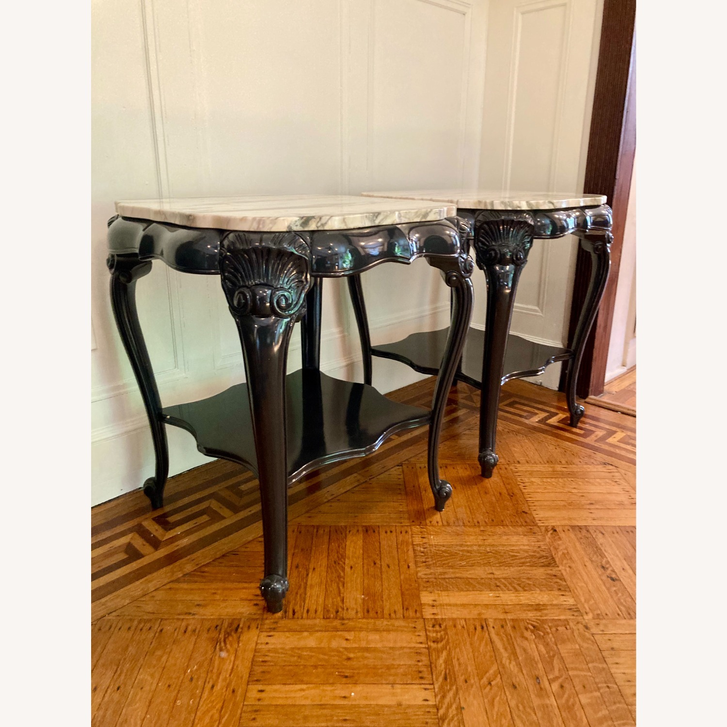 Pair of Louis XV Style Marble Top Side Tables - image-7