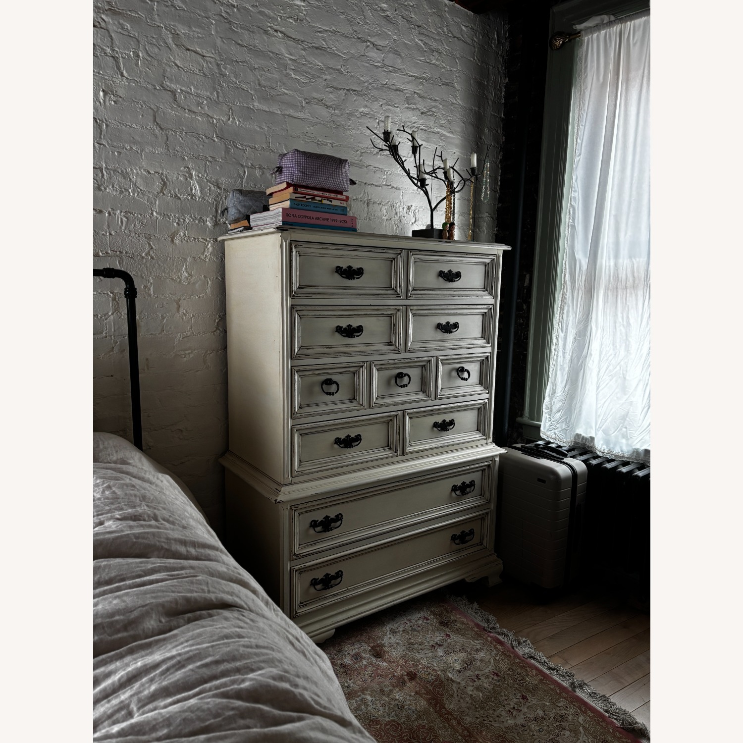 Vintage/Antique White Wood Armoire - image-2