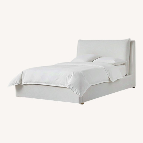 Used Restoration Hardware White Sloane Upholstered Velvet Storage Bed for sale on AptDeco