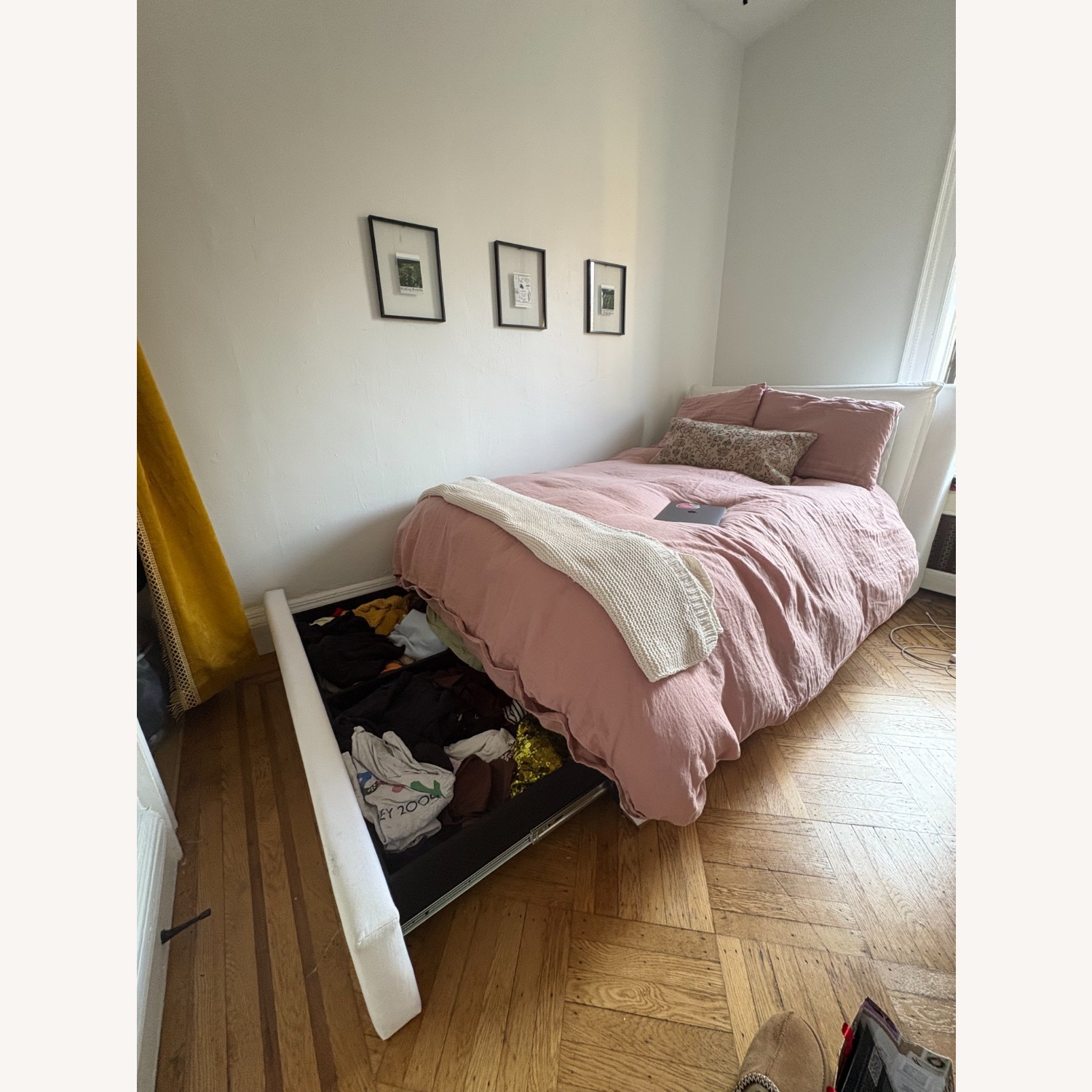 Restoration Hardware White Sloane Upholstered Velvet Storage Bed - image-2