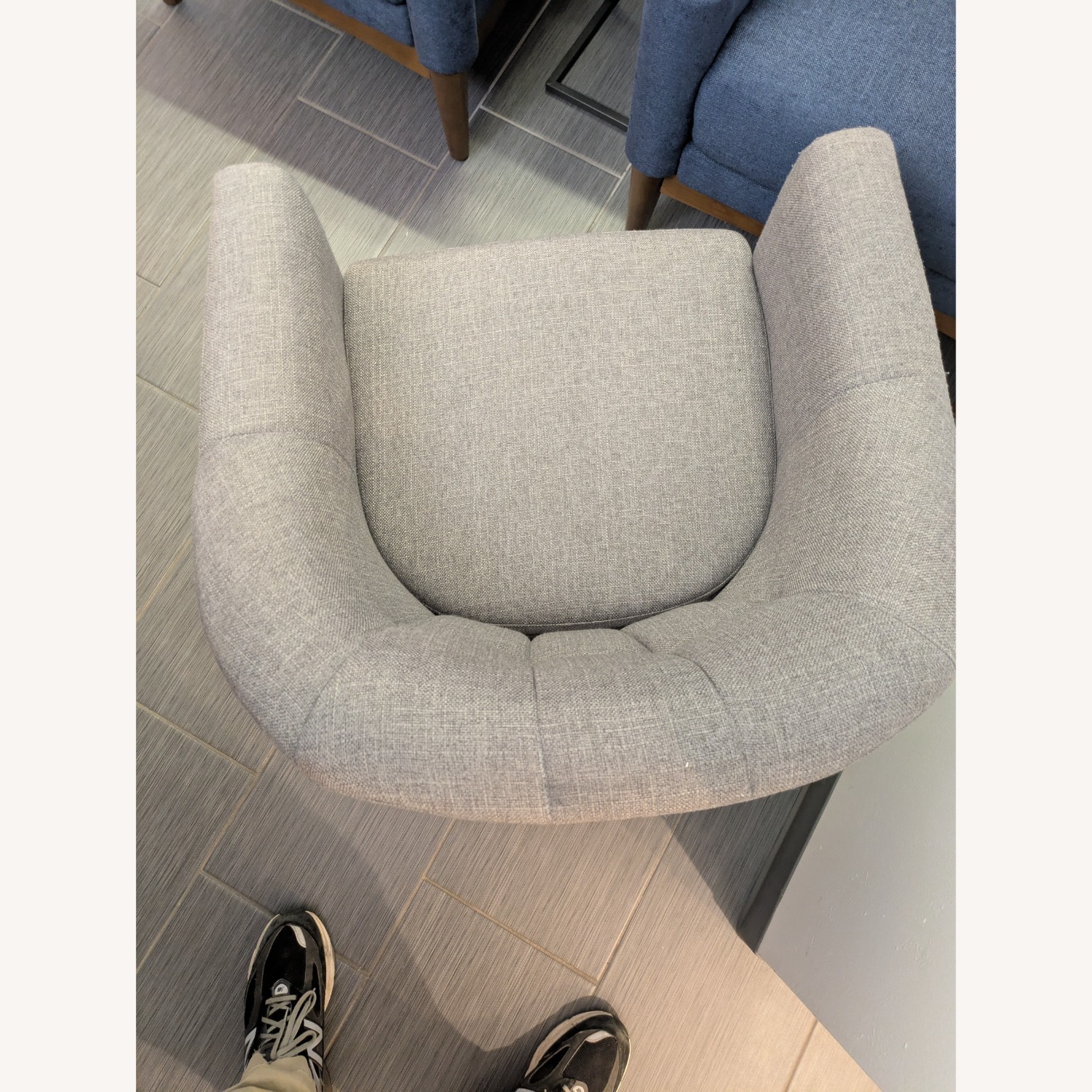 Vintage/Antique Light Gray Fabric Armchair - image-4