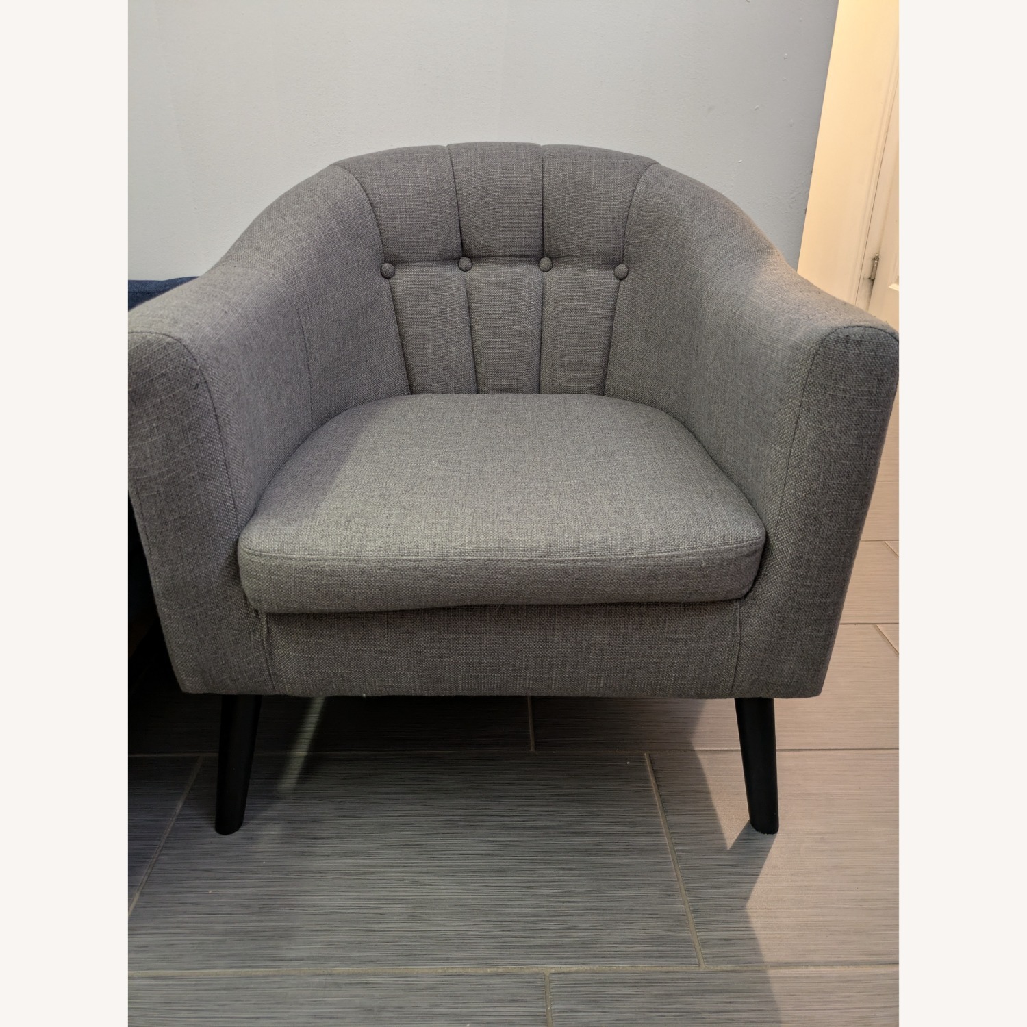 Vintage/Antique Light Gray Fabric Armchair - image-1