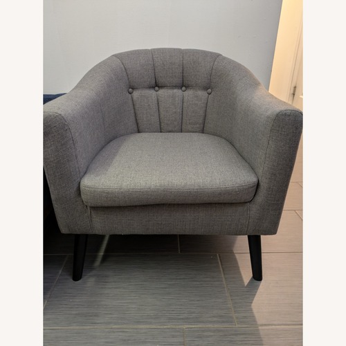 Used Vintage/Antique Light Gray Fabric Armchair for sale on AptDeco