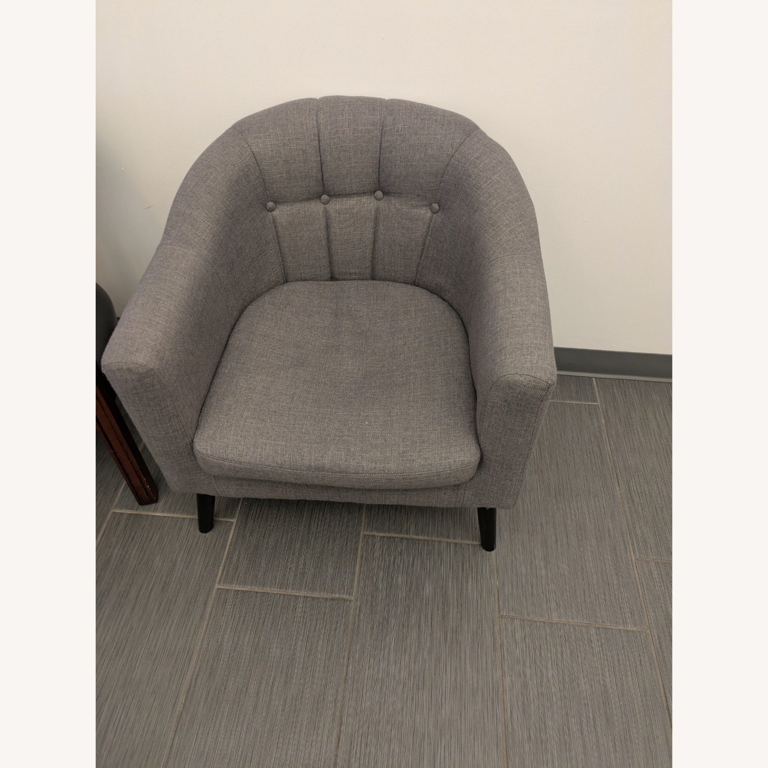 Vintage/Antique Light Gray Fabric Armchair - image-6