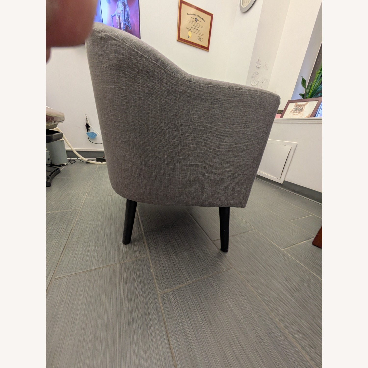 Vintage/Antique Light Gray Fabric Armchair - image-3