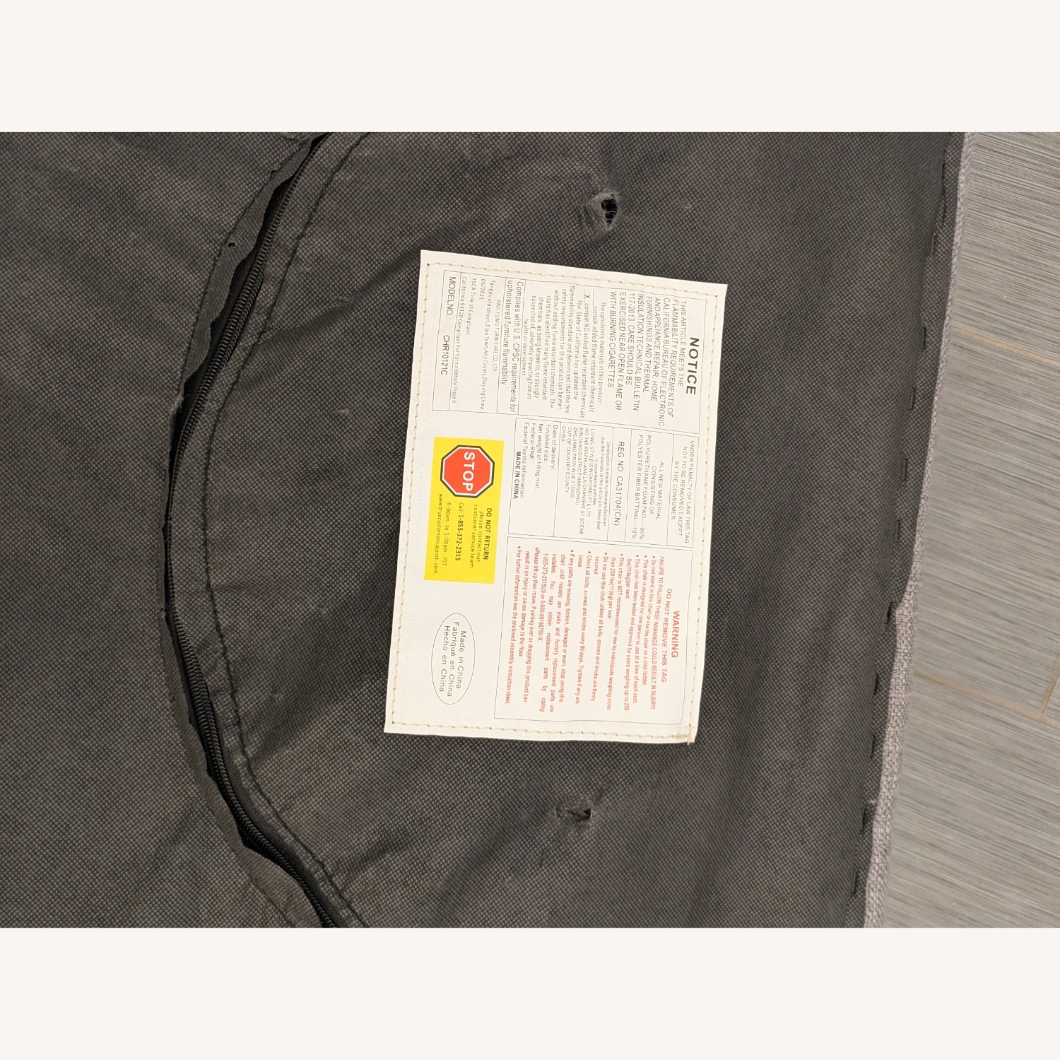 Vintage/Antique Light Gray Fabric Armchair - image-7