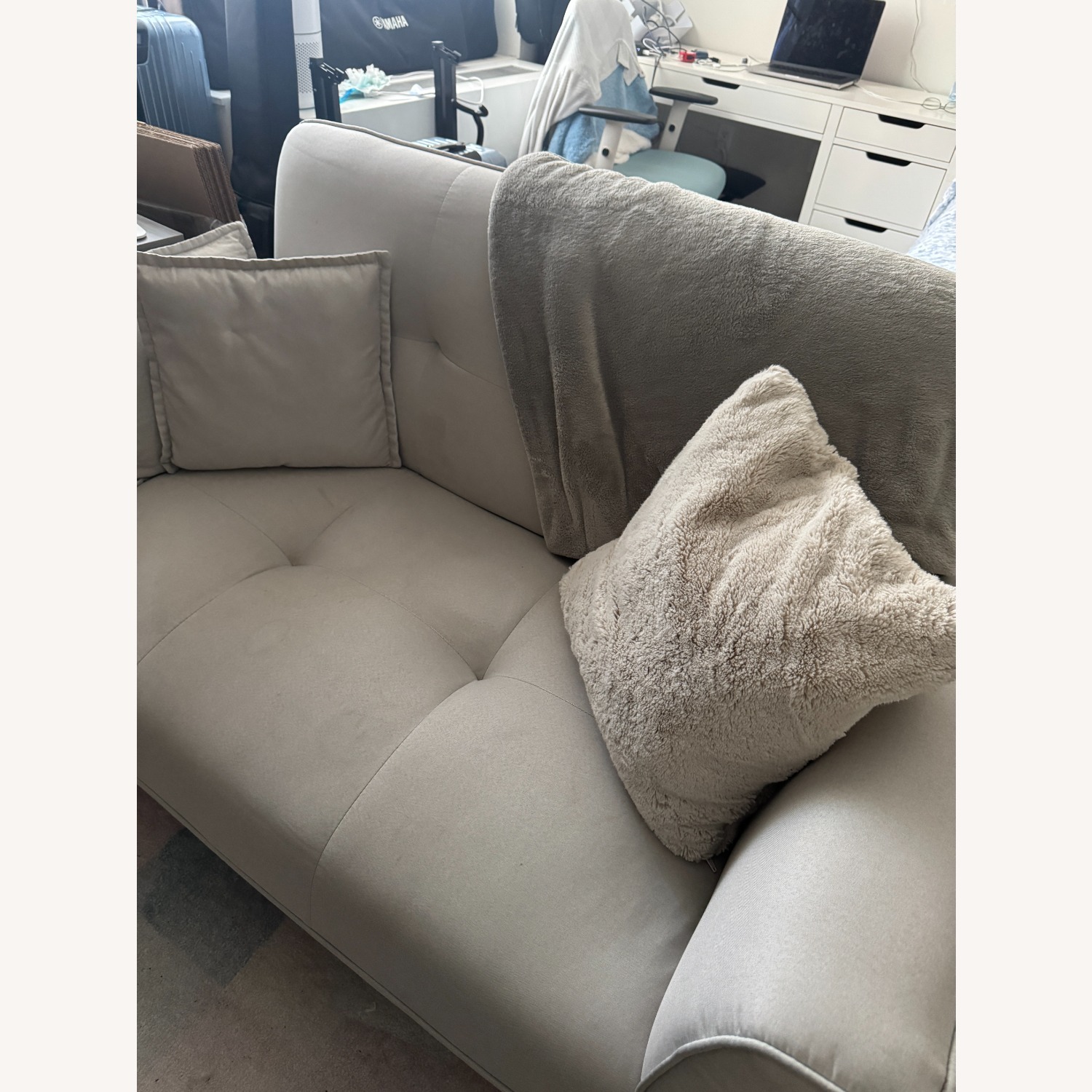 Walmart Light Gray Fabric Loveseat Sofabed - image-3