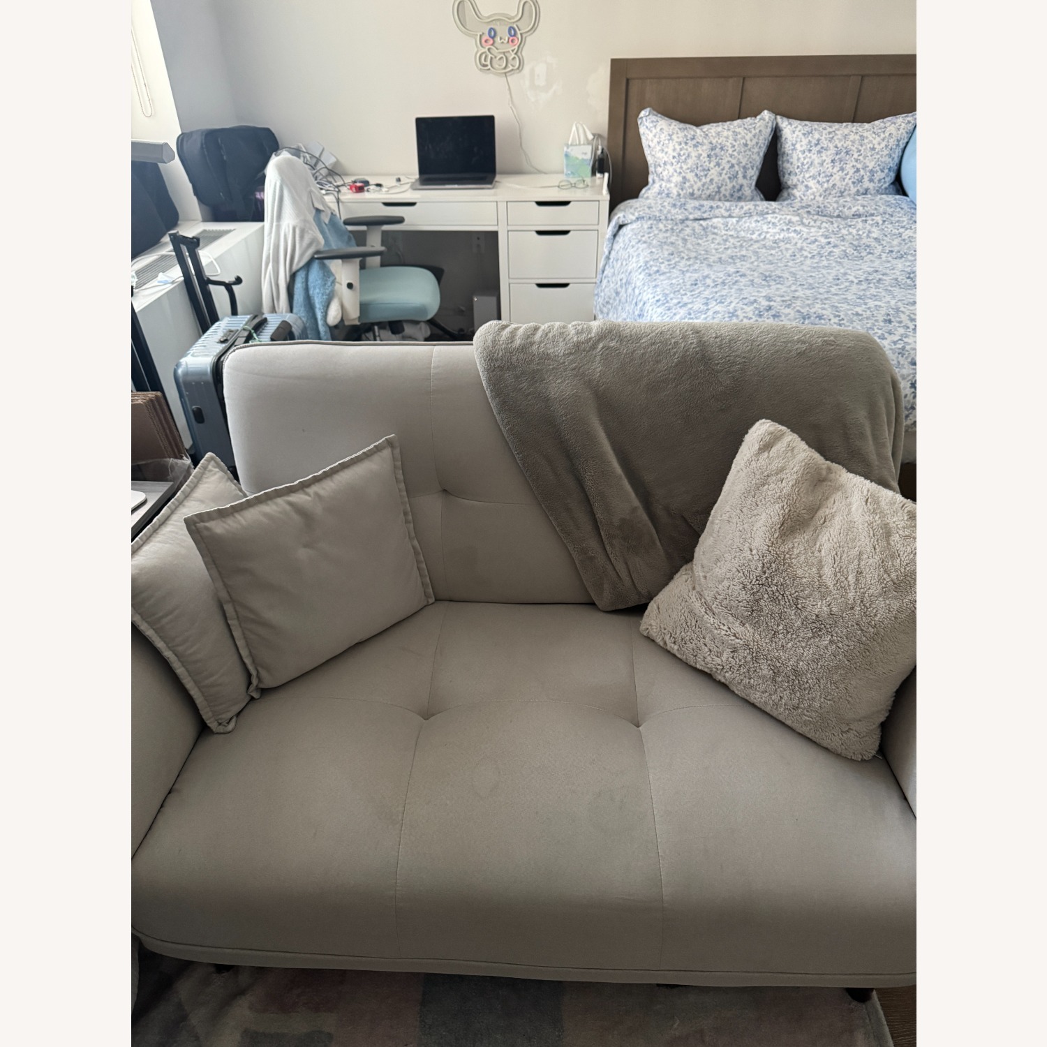 Walmart Light Gray Fabric Loveseat Sofabed - image-2