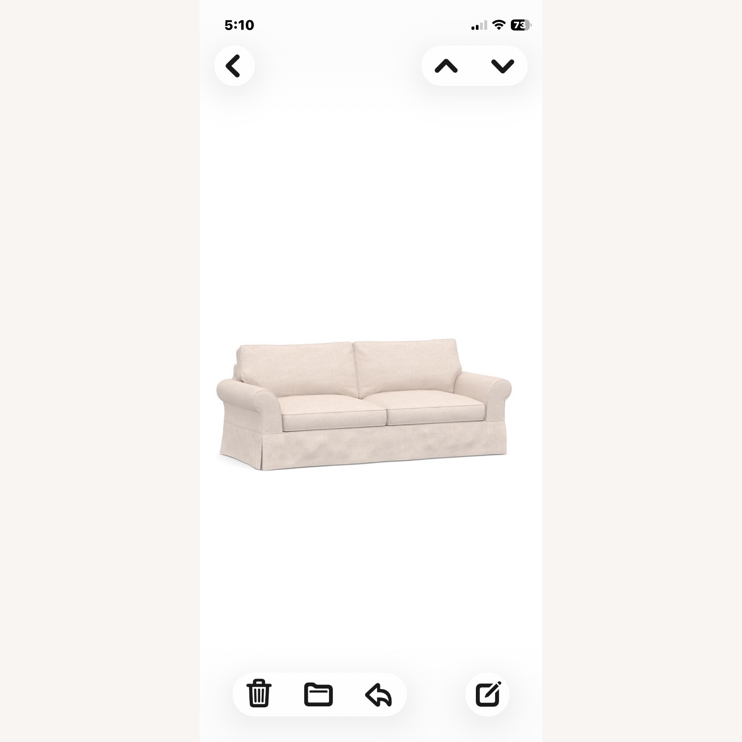 Pottery Barn Comfort Roll Slipvovered Park Weave Oatmeal Couch - image-4