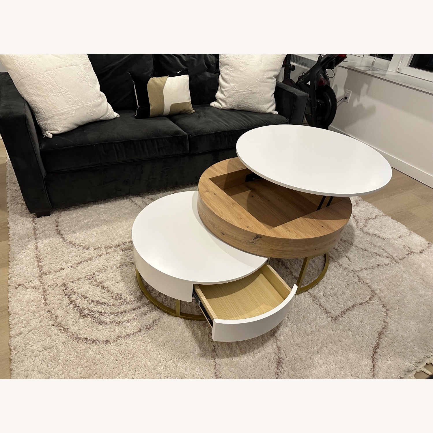 Wayfair Anamta Round Lift-top Nesting Coffee Tables with 2 Drawers - image-1