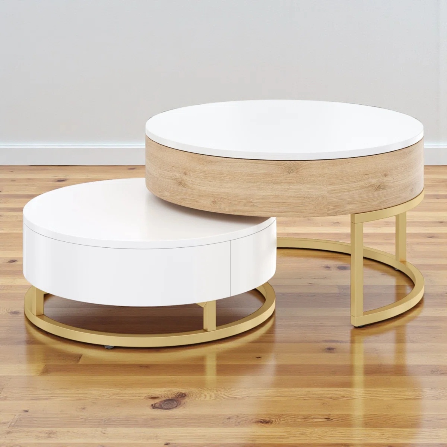 Wayfair Anamta Round Lift-top Nesting Coffee Tables with 2 Drawers - image-6