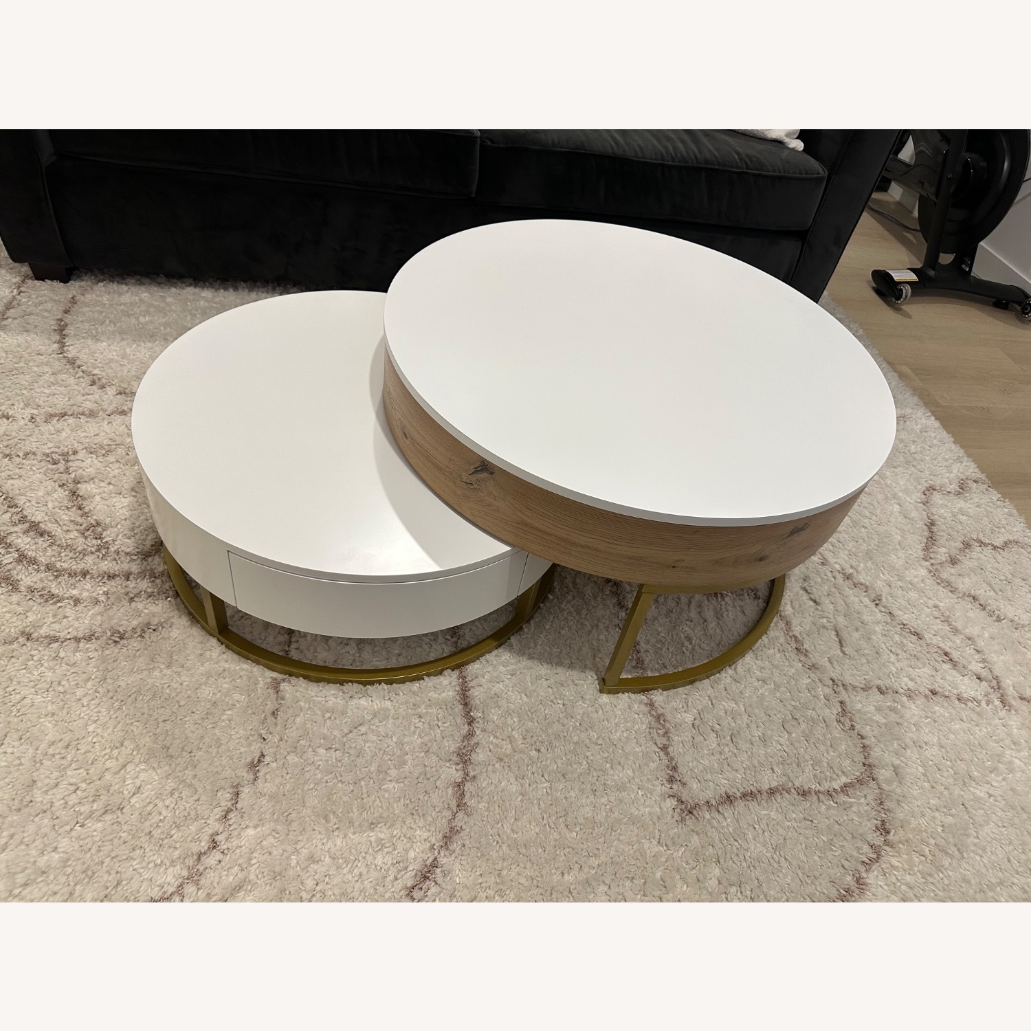 Wayfair Anamta Round Lift-top Nesting Coffee Tables with 2 Drawers - image-2