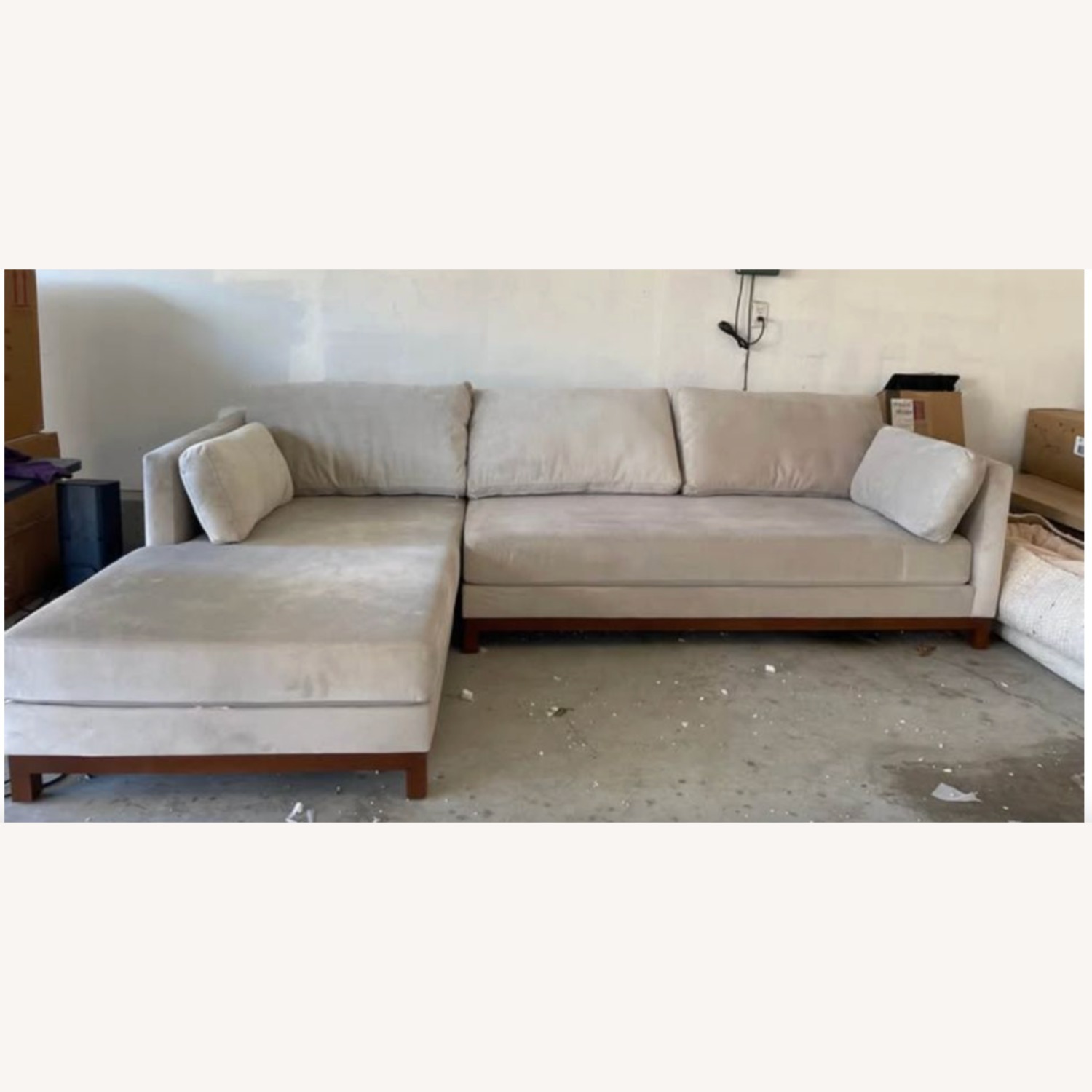 Light Gray Fabric Chaise Lounge - image-1