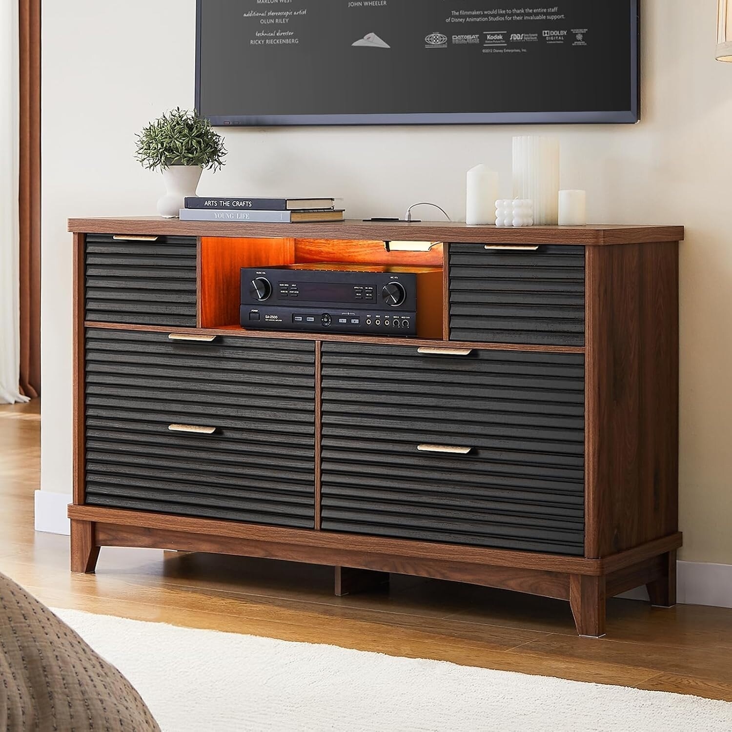 Black and Wood Dresser - image-4