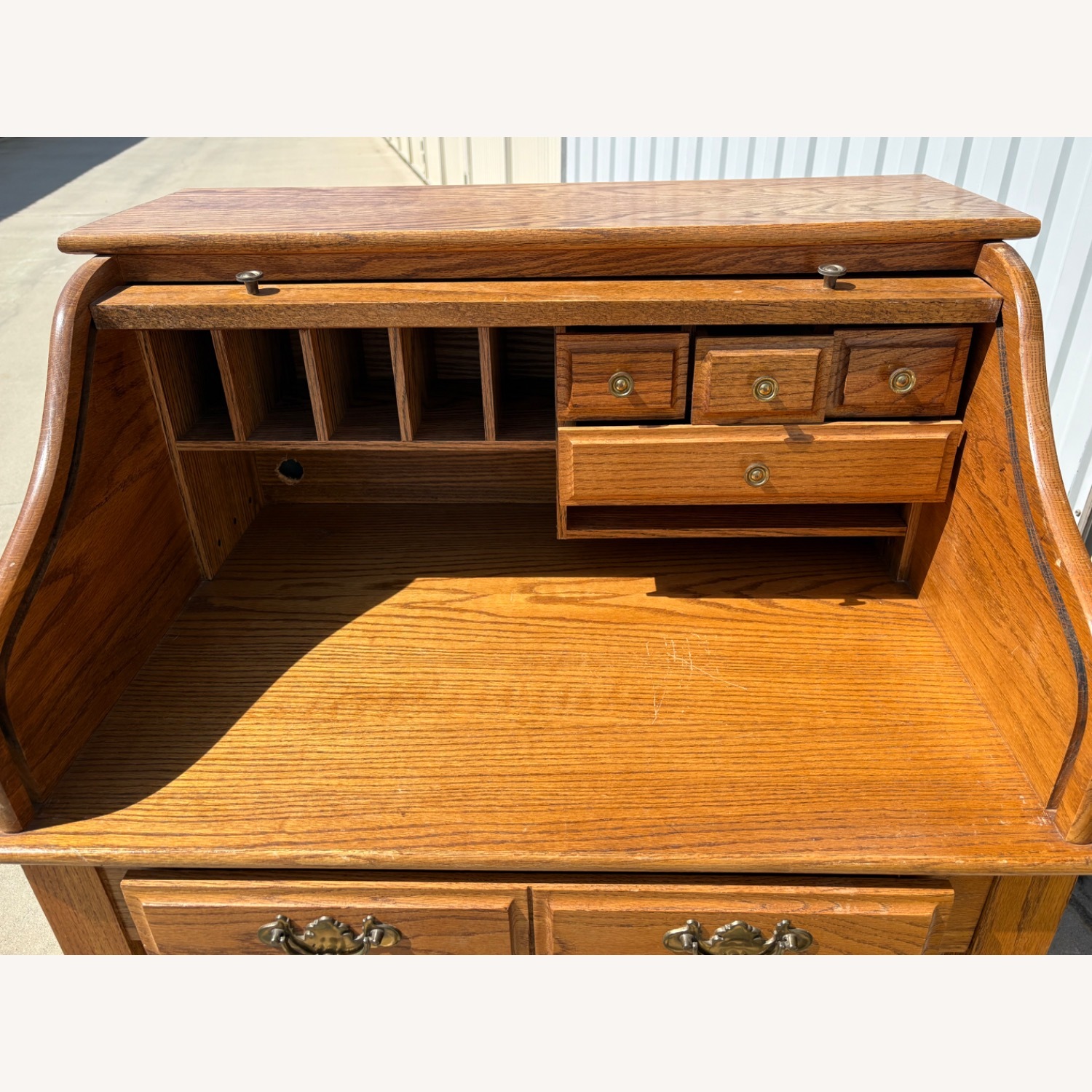 20th Century Light Brown Oak Wood Desk - image-5