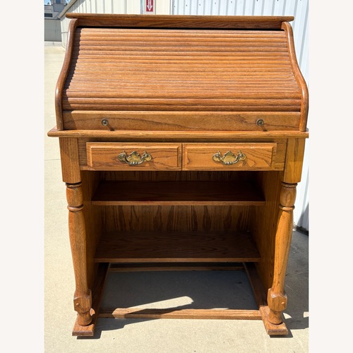 Used 20th Century Light Brown Oak Wood Desk for sale on AptDeco