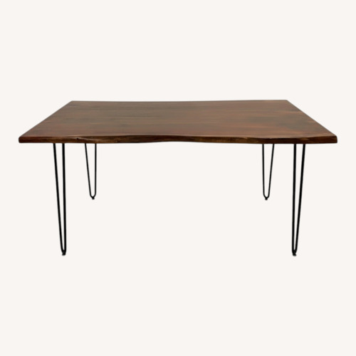 Used Raw-Edge Acacia Wood Dining Table and Bench for sale on AptDeco