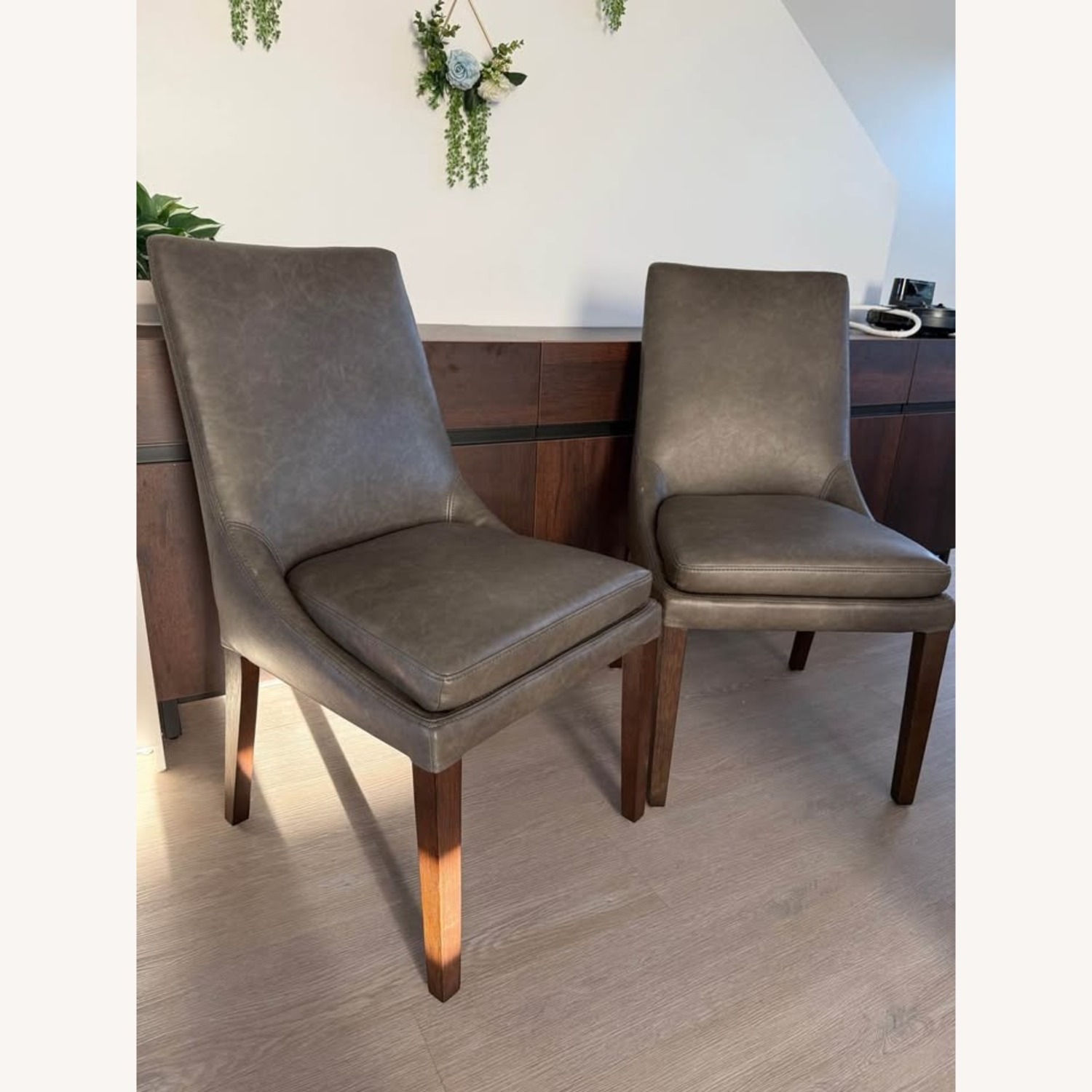 Birch Lane Light Gray Faux Leather Dining Chairs - image-2