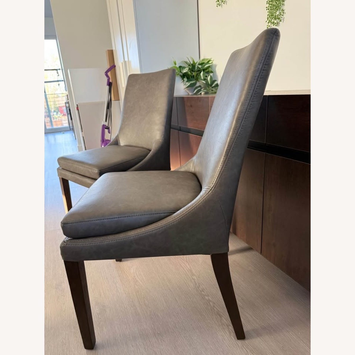 Birch Lane Light Gray Faux Leather Dining Chairs - image-3