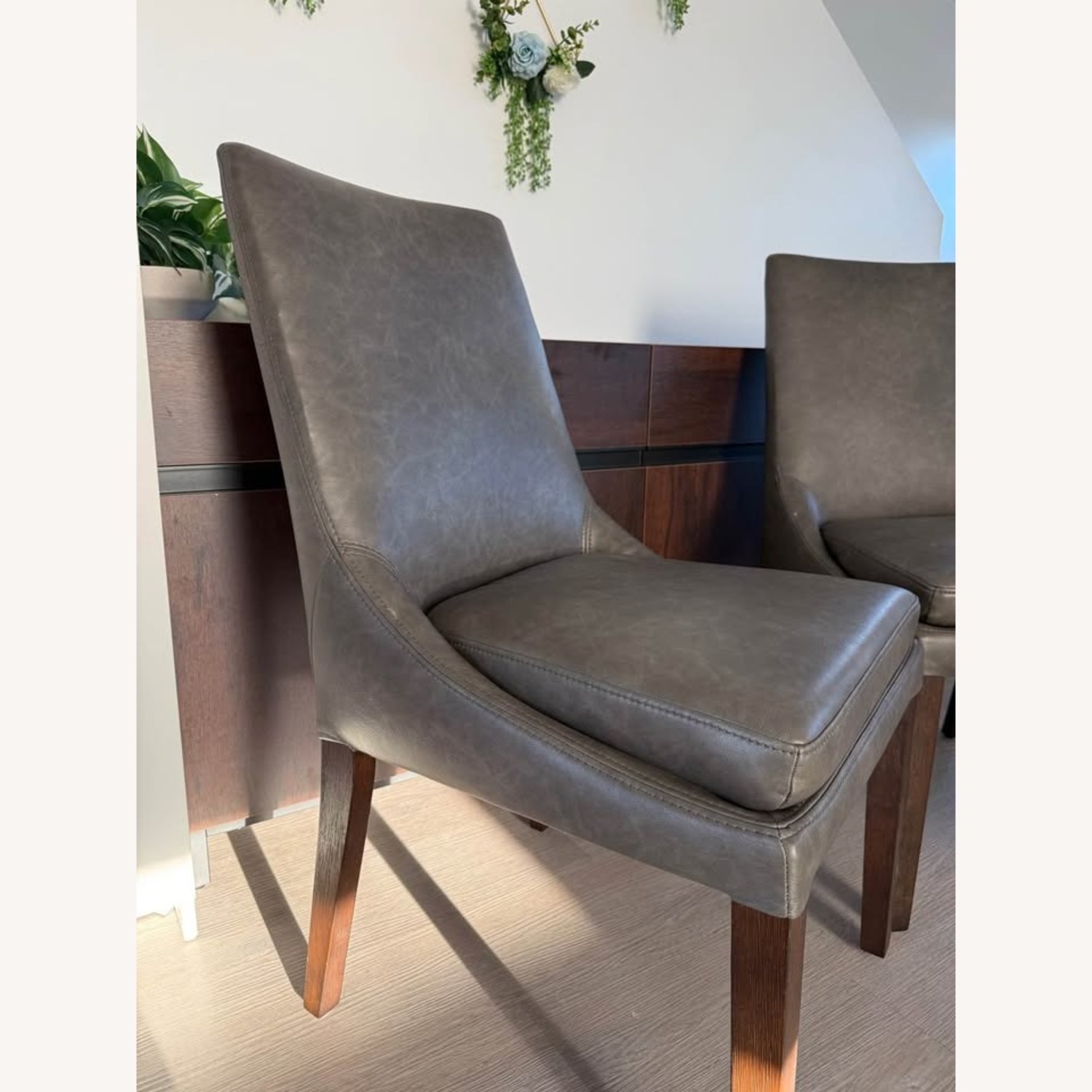 Birch Lane Light Gray Faux Leather Dining Chairs - image-4