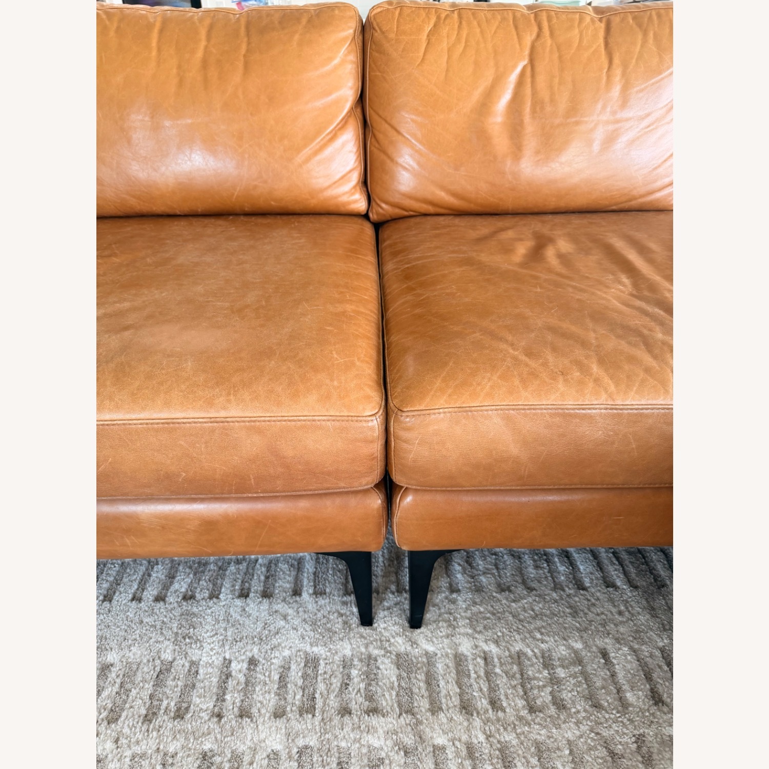 West Elm Leather 3+ Piece Sectional - image-9