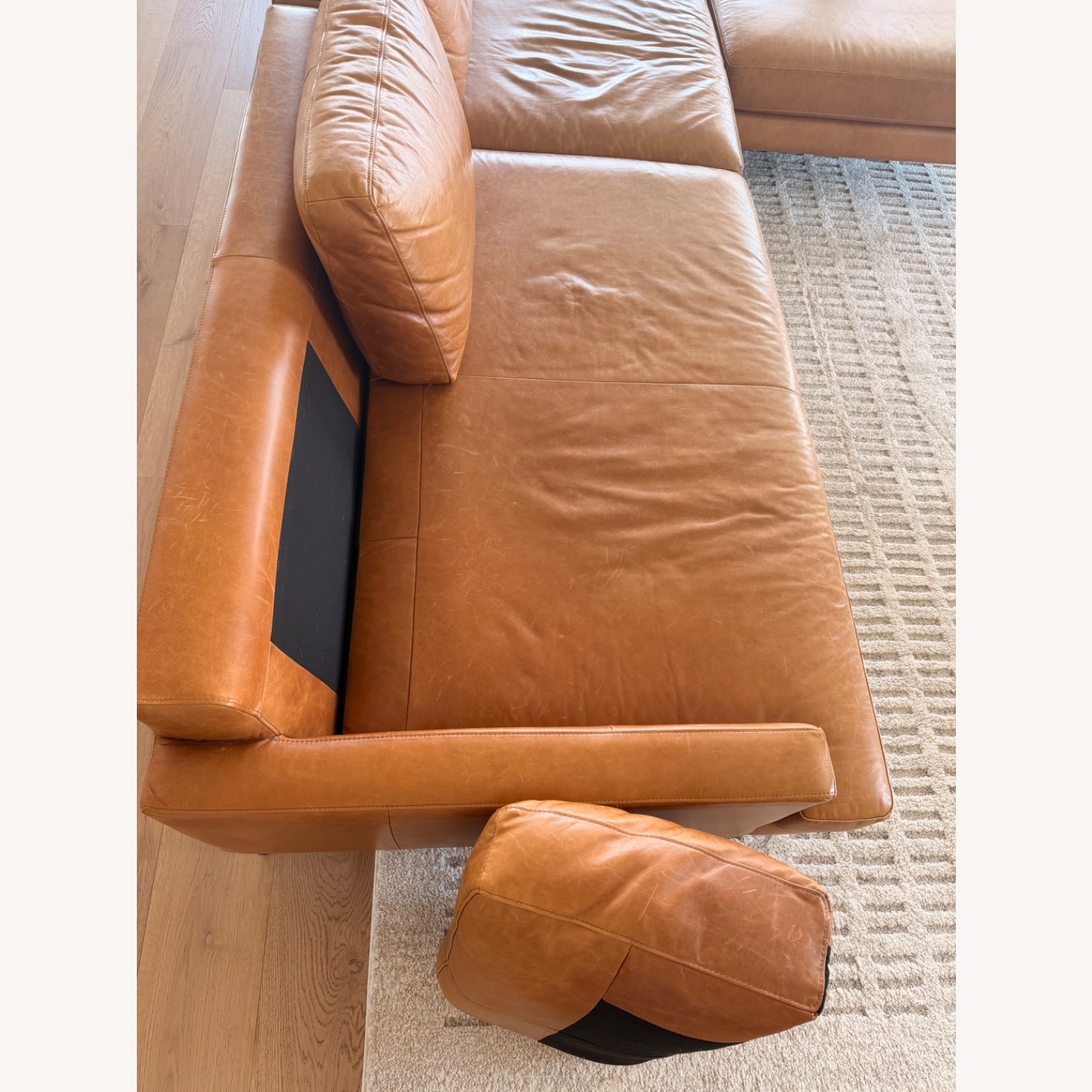 West Elm Leather 3+ Piece Sectional - image-4