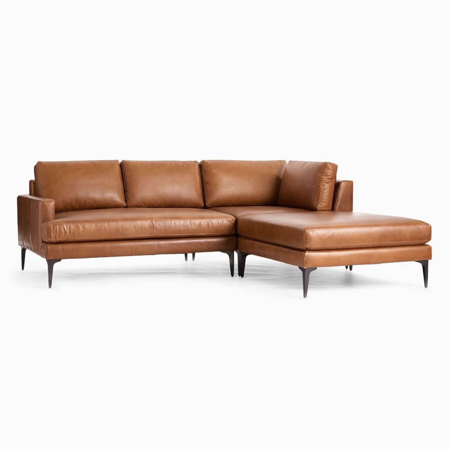 West Elm Leather 3+ Piece Sectional - image-10