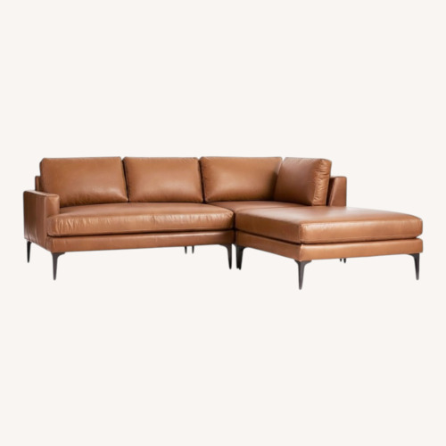 Used West Elm Leather 3+ Piece Sectional for sale on AptDeco