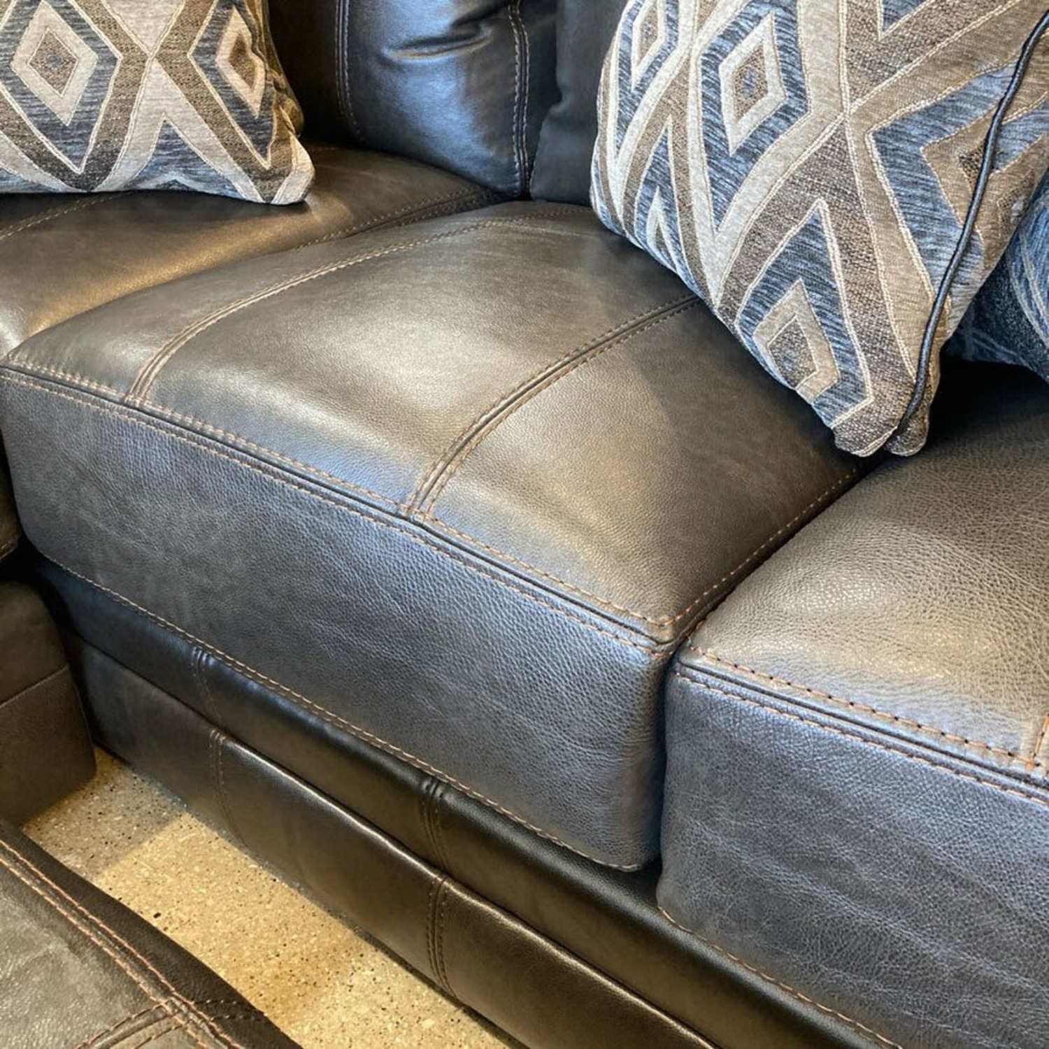 Italian Leather 2 Piece w Ottoman Sectional - image-6