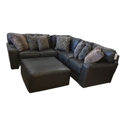 Used Italian Leather 2 Piece w Ottoman Sectional for sale on AptDeco