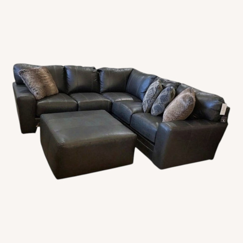 Used Italian Leather 2 Piece w Ottoman Sectional for sale on AptDeco