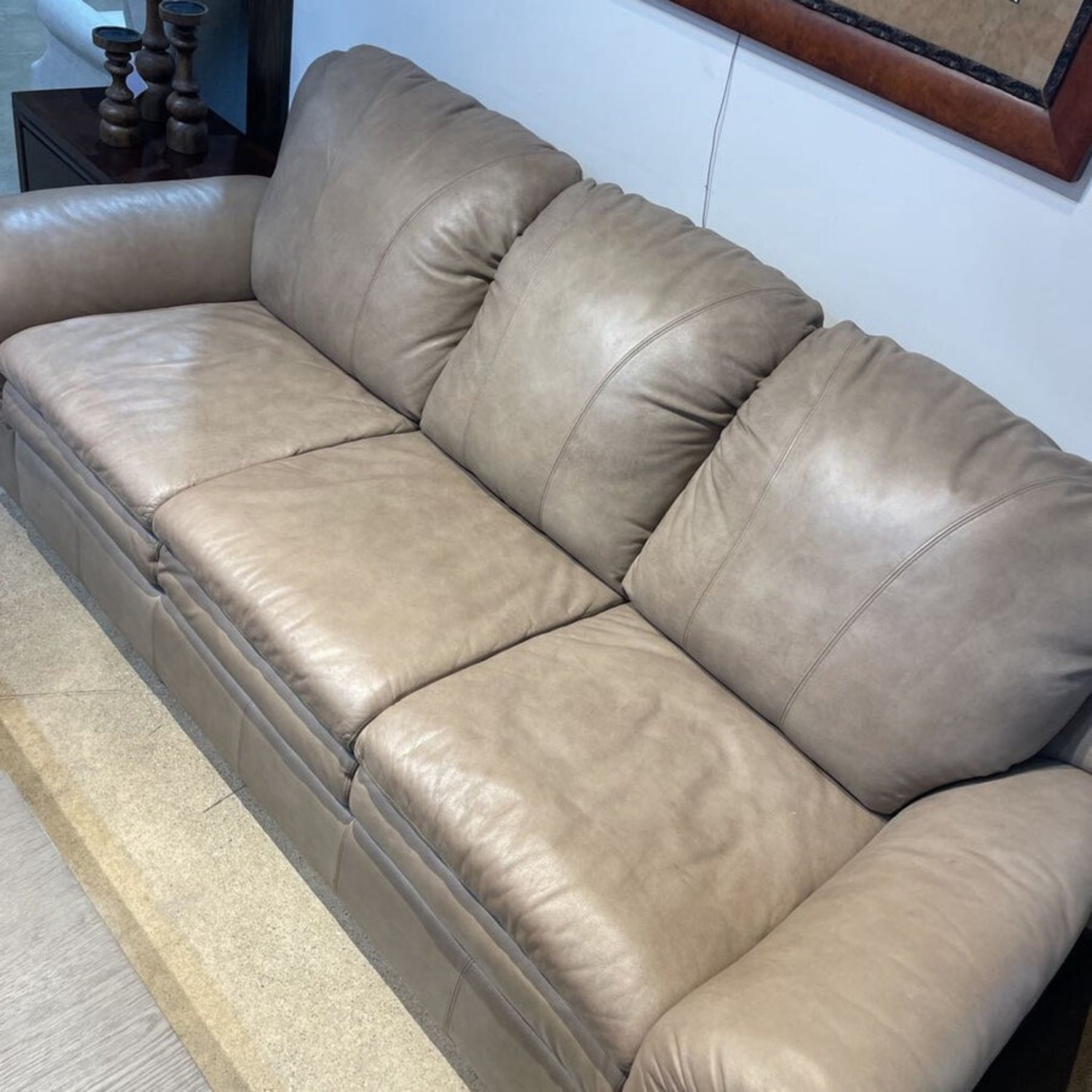3-Seat Bonded Leather Sofa Taupe  - image-3