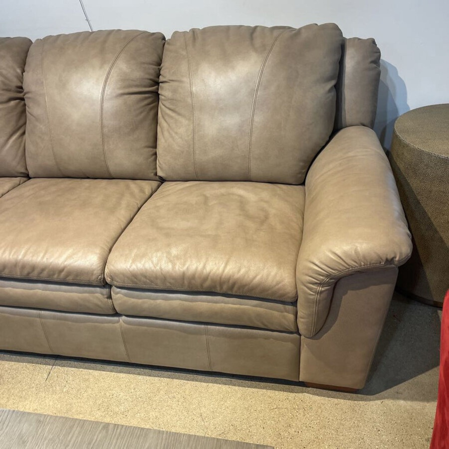 3-Seat Bonded Leather Sofa Taupe  - image-2