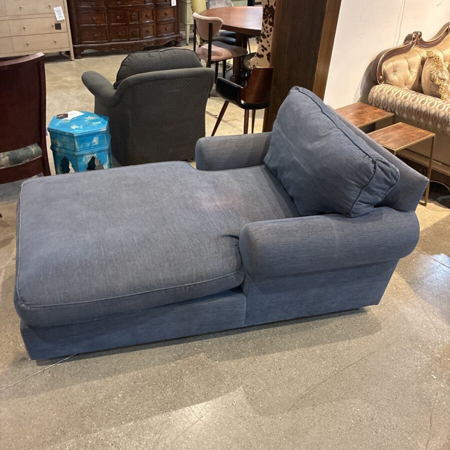 Custom Fabric Lounger Roll Arm Chaise - image-2