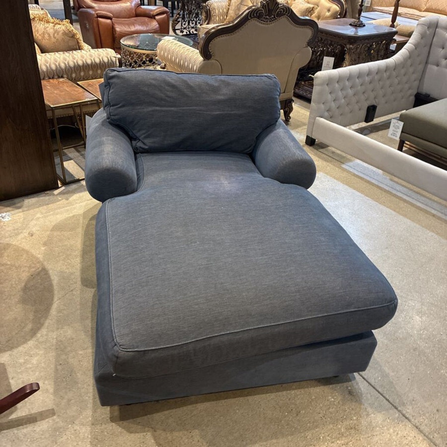 Custom Fabric Lounger Roll Arm Chaise - image-1