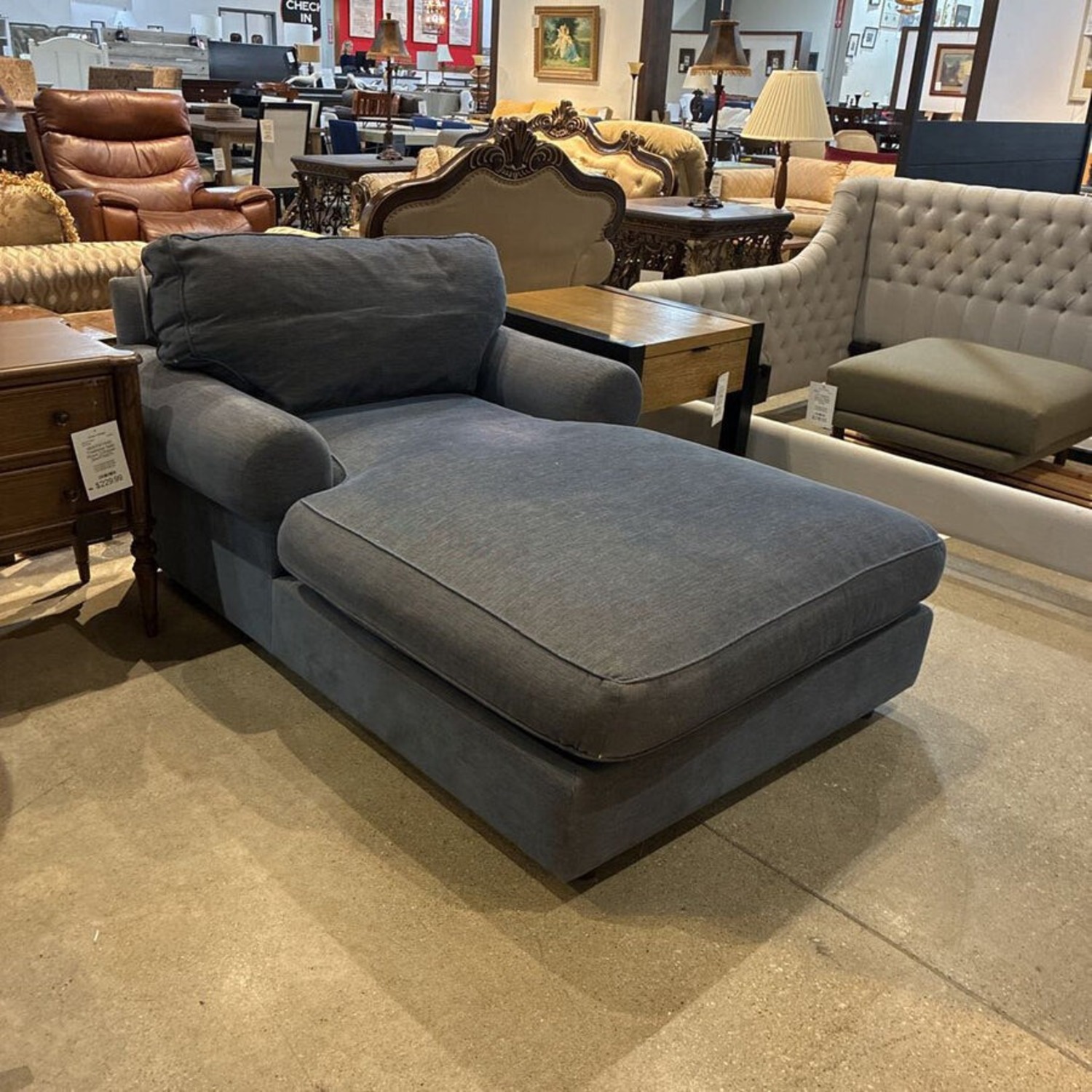 Custom Fabric Lounger Roll Arm Chaise - image-5