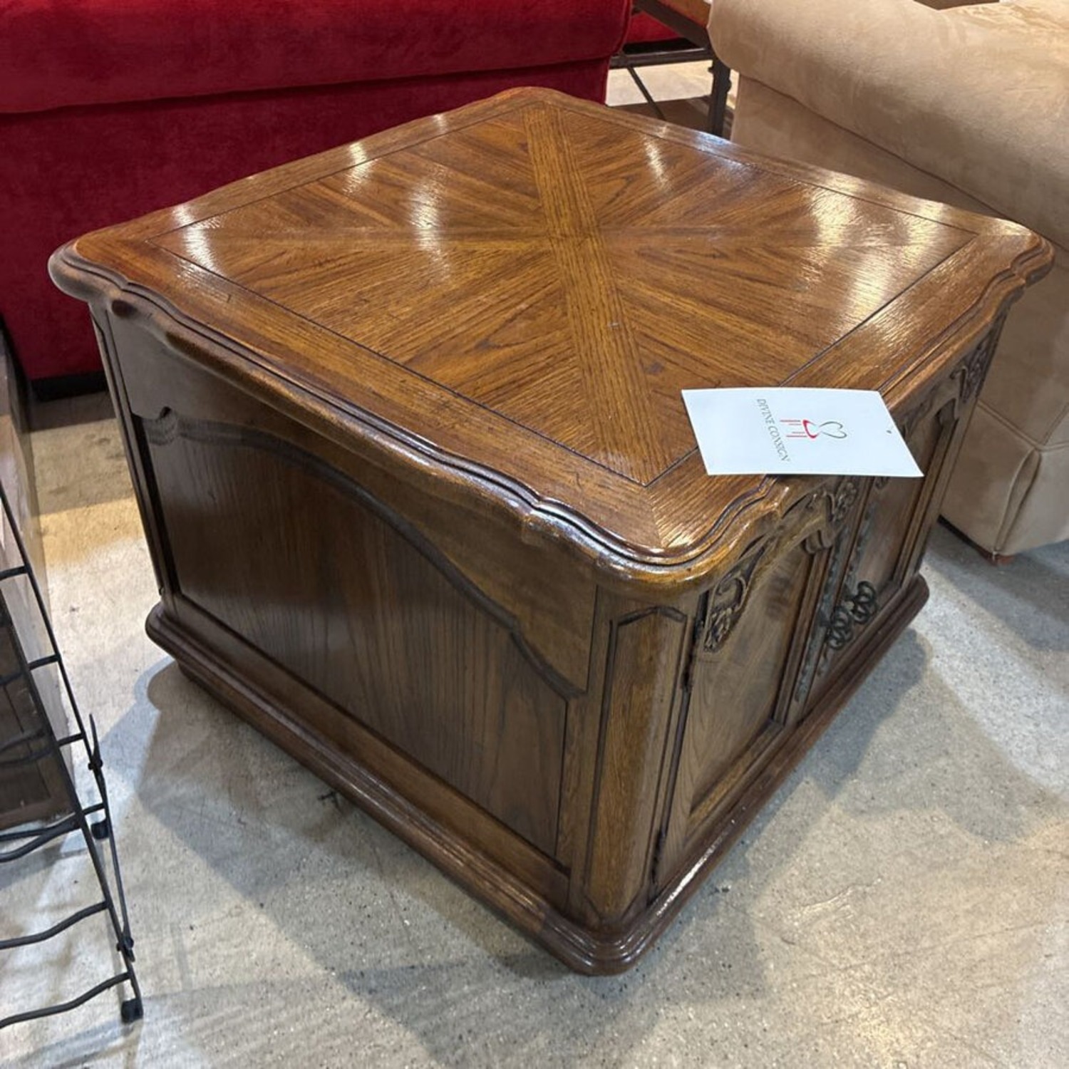 Vintage Wood Cabinet Style Side Table - image-6