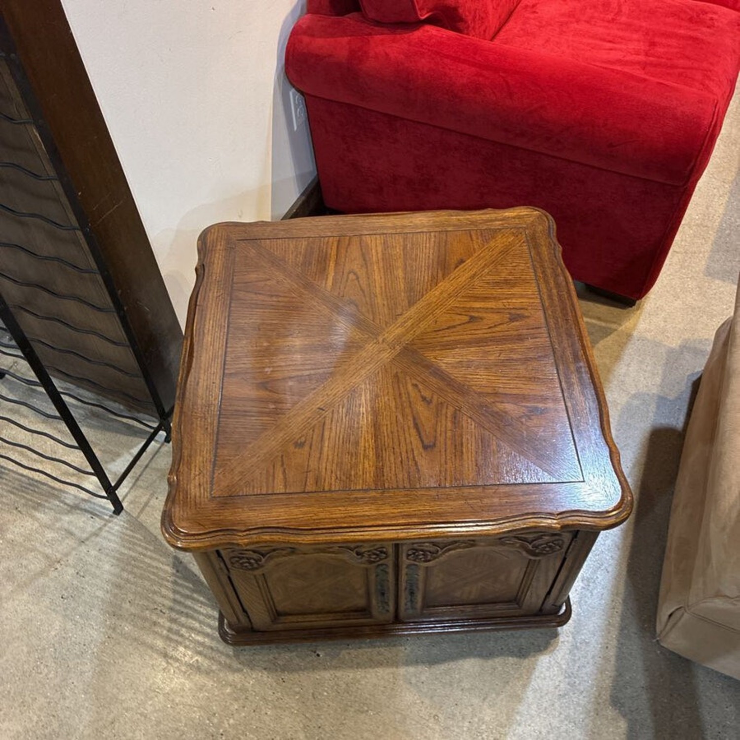 Vintage Wood Cabinet Style Side Table - image-2