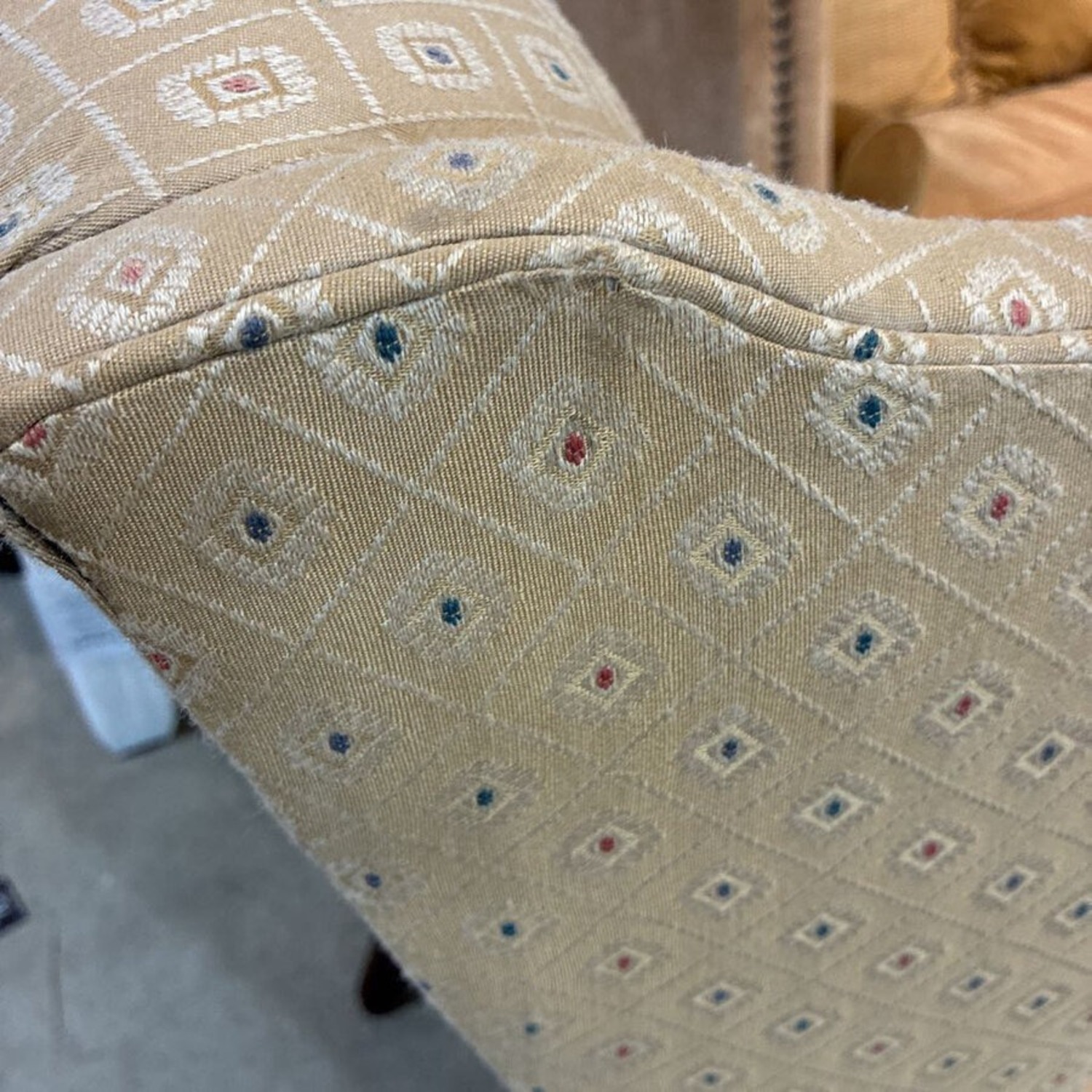 Upholstered Wingback w Wood Claw Feet Chair - image-4