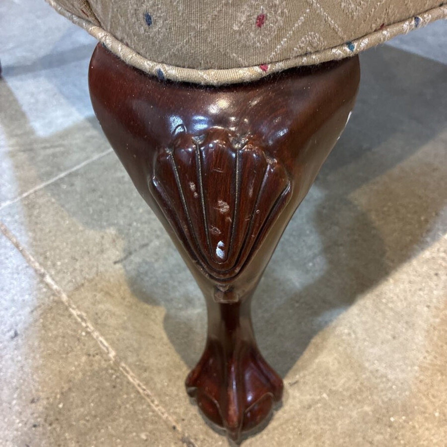 Upholstered Wingback w Wood Claw Feet Chair - image-5