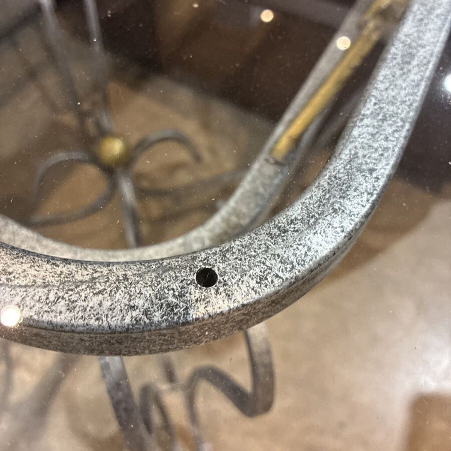 Ornate Scroll Metal Base w Glass Top Side Table - image-5