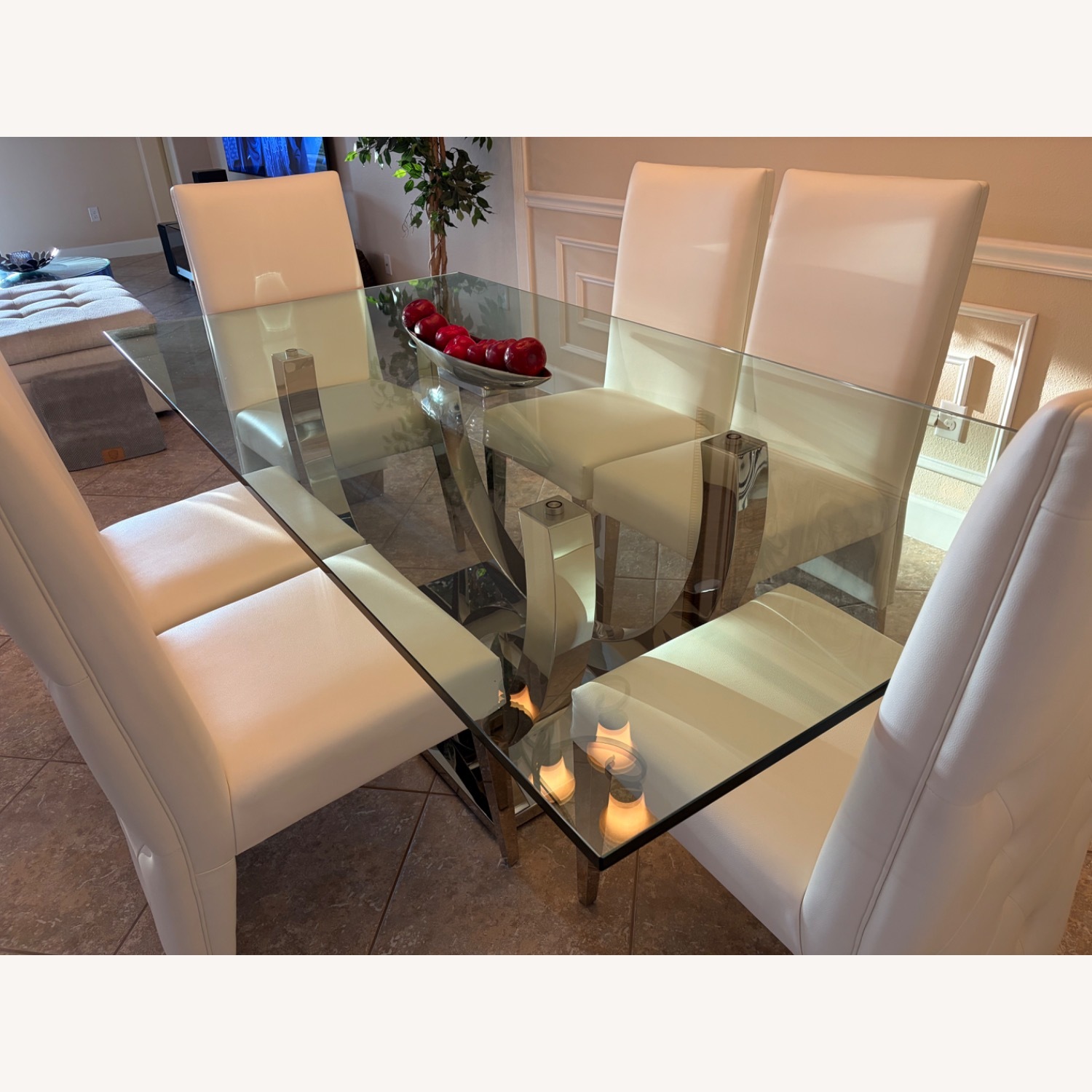 White Glass Dining Set - image-5