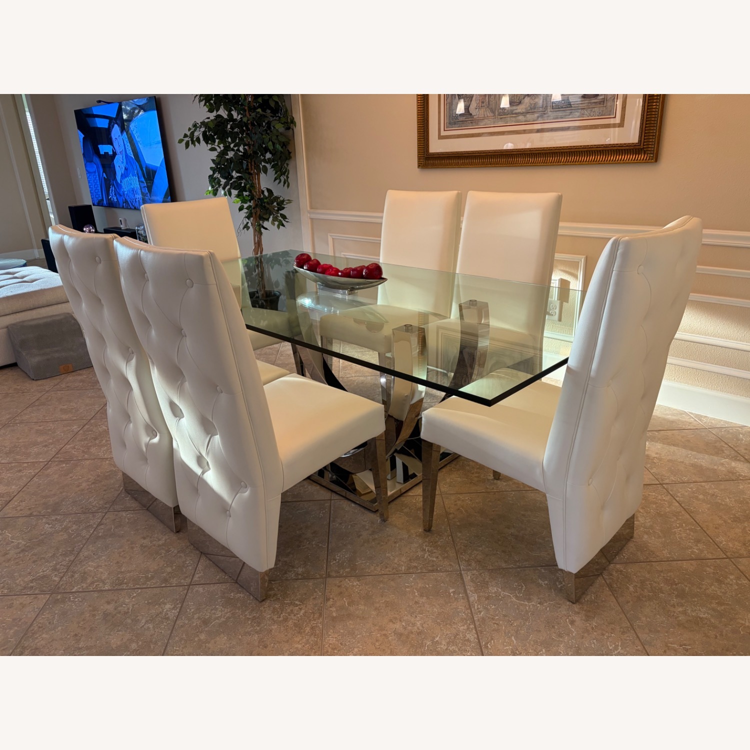 White Glass Dining Set - image-1
